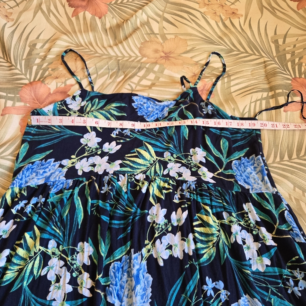 3/$25 Old Navy Stretch Sun Dress Mini Floral Strappy Navy Blue Green XXL - Picture 11 of 13